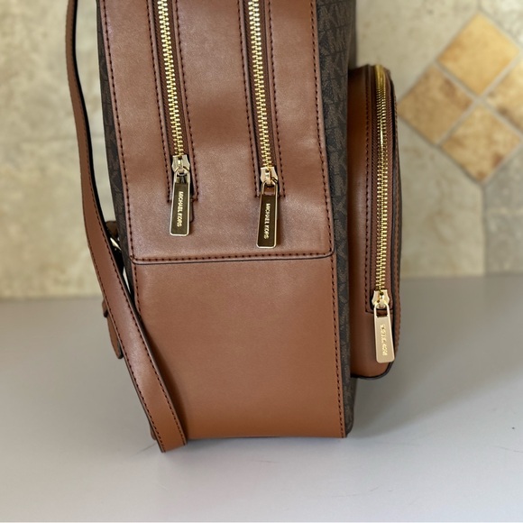 Michael Kors Jaycee Large Zip Pocket Backpack MK Brown - Picture 8 of 13